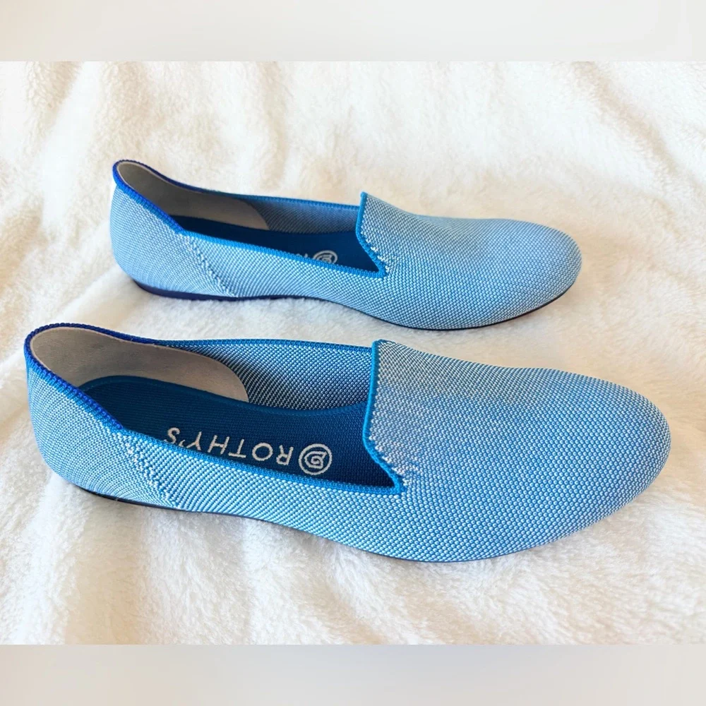 Rothy's Blue Knit Slip-On Flats